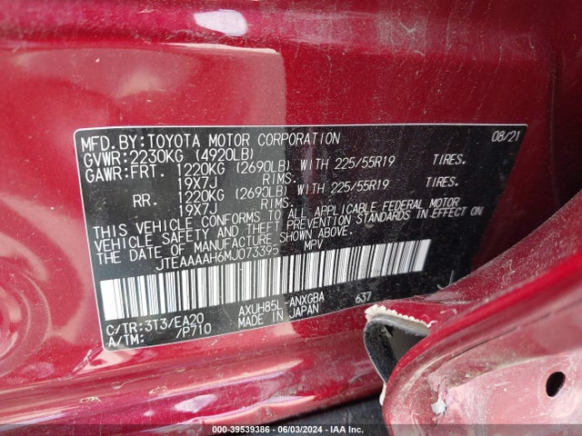 Toyota Venza Xle 2021 JTEAAAAH6MJ073395 Image 9