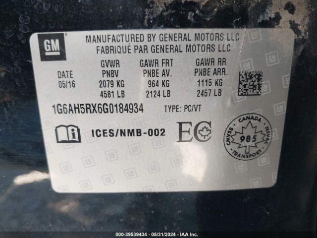 1G6AH5RX6G0184934 Cadillac Ats Luxury Collection