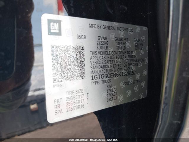 1GTG6CEN6K1326157 GMC CANYON SLE