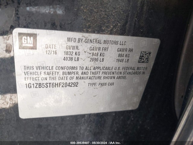 Chevrolet MALIBU LS 2017 1G1ZB5ST6HF204292 Image 9