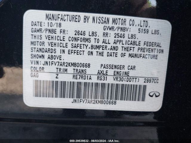 JN1FV7AR2KM800668 Infiniti Q50 3.0t Red Sport 400