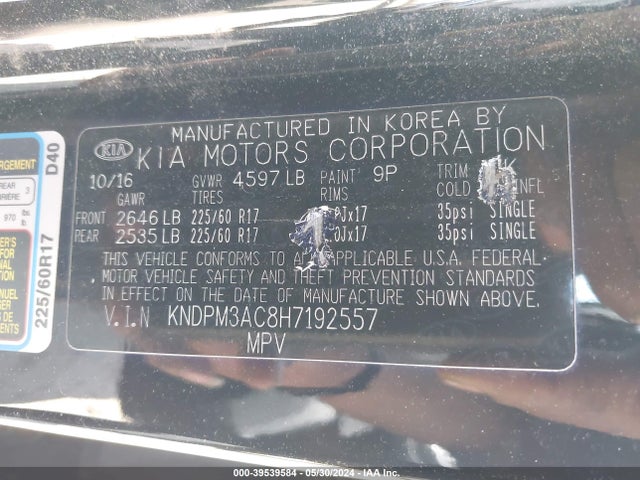 KIA Sportage Lx 2017 KNDPM3AC8H7192557 Image 9