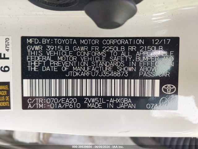 Toyota Prius Four 2018 JTDKARFU7J3548873 Image 9