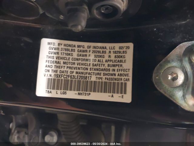 19XFC2F63LE205817 Honda Civic Lx