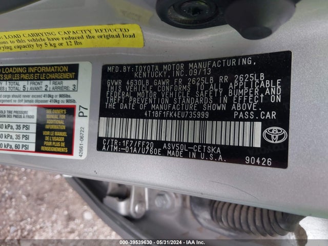 Toyota CAMRY SE 2014 4T1BF1FK4EU735999 Image 9