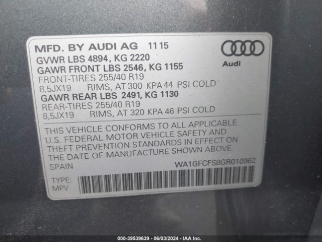 WA1GFCFS8GR010962 Audi Q3 2.0t Premium Plus