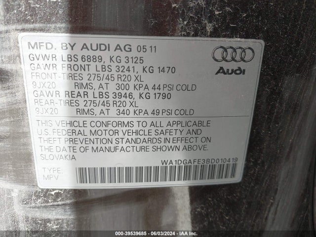2011 AUDI Q7 WA1DGAFE3BD010419 Photo 8