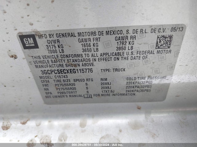 Chevrolet Silverado 1500 1lz 2014 3GCPCSECXEG115776 Image 9