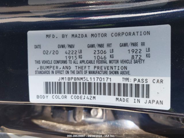 JM1BPBNM5L1170171 Mazda Mazda3 Premium Package