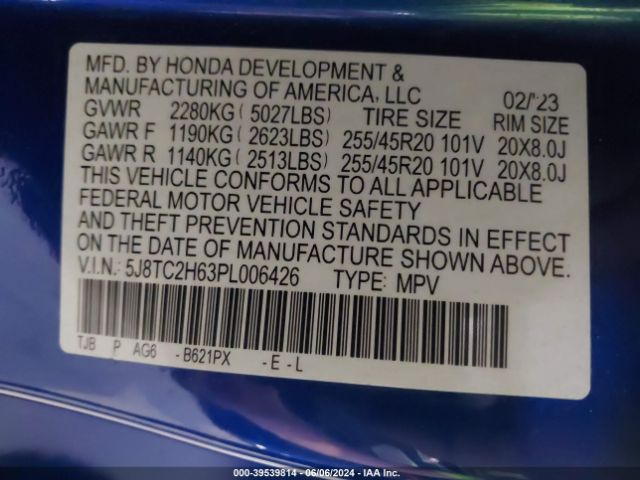 5J8TC2H63PL006426 Acura Rdx A-spec Package