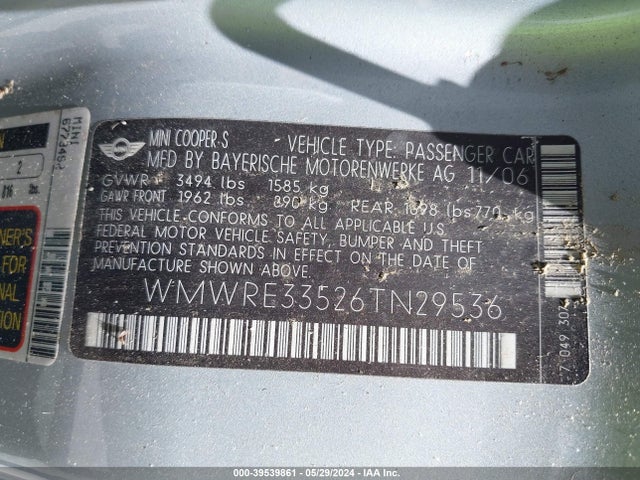 2006 MINI COOPER S WMWRE33526TN29536 Photo 8