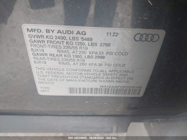 WA1EAAFY0P2069186 Audi Q5 Premium Plus 45 Tfsi S Line Quattro