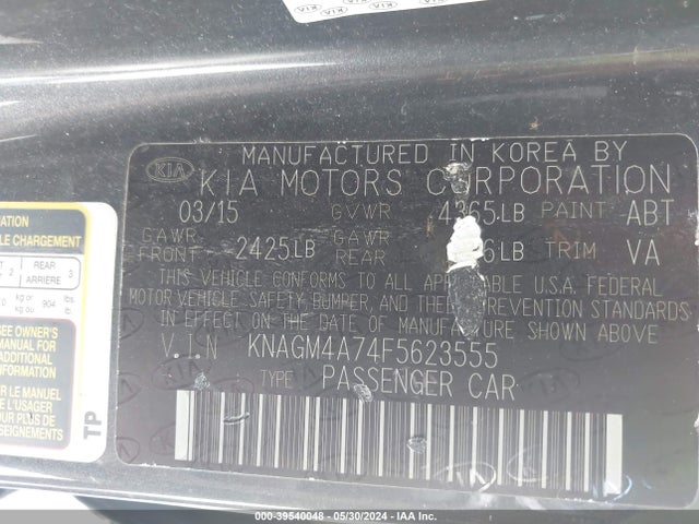 KIA Optima Lx 2015 KNAGM4A74F5623555 Image 9