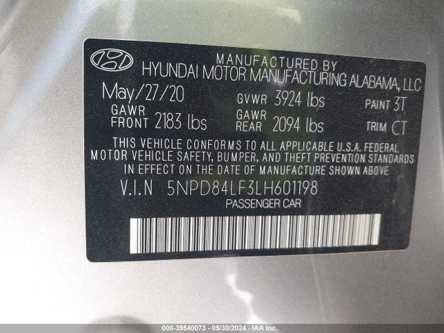 Hyundai Elantra Value Edition 2020 5NPD84LF3LH601198 Image 9