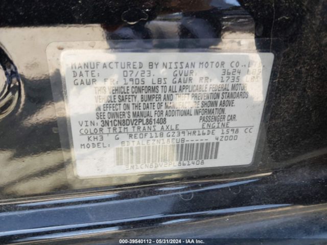 3N1CN8DV2PL861408 Nissan Versa 1.6 S Xtronic Cvt