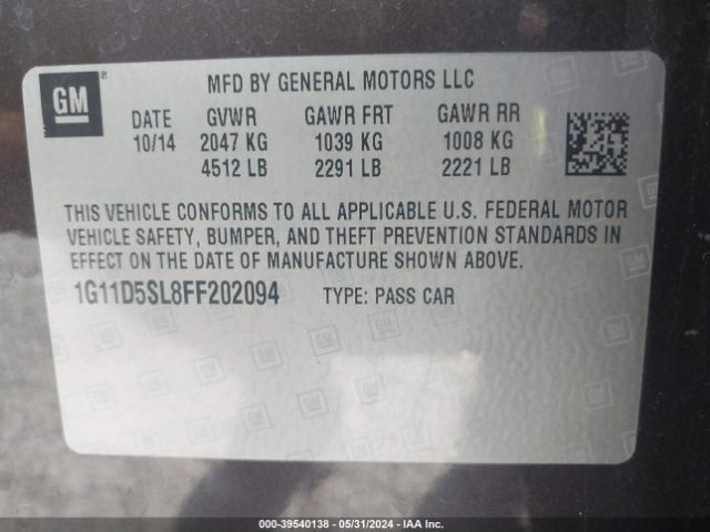 1G11D5SL8FF202094 Chevrolet MALIBU 2LT