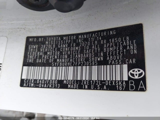 Toyota Corolla S Plus 2015 5YFBURHE7FP230585 Image 9
