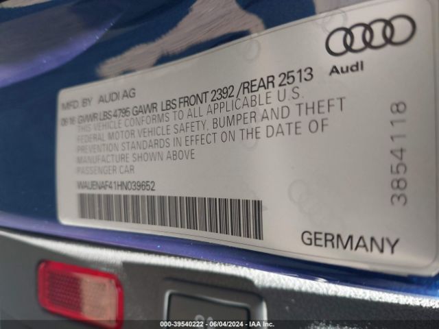 WAUENAF41HN039652 Audi A4 2.0t Premium