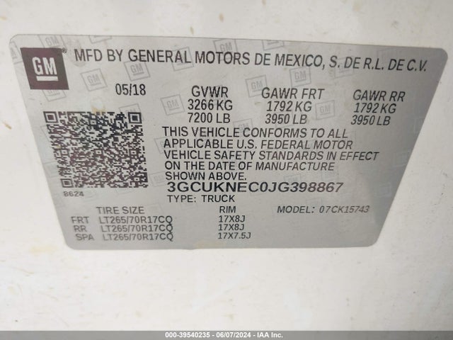 Chevrolet Silverado 1500 Wt 2018 3GCUKNEC0JG398867 Image 9