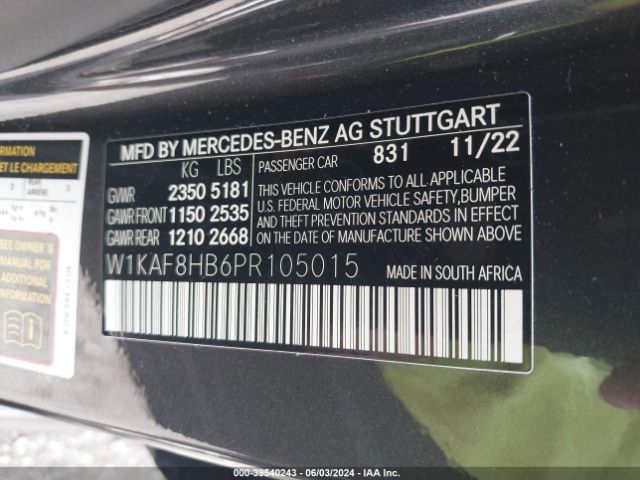W1KAF8HB6PR105015 Mercedes-Benz Amg C 43 4matic