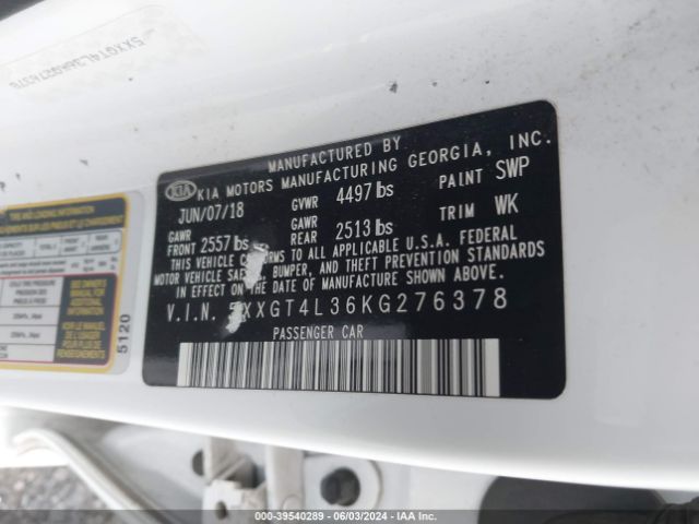 5XXGT4L36KG276378 KIA Optima Lx
