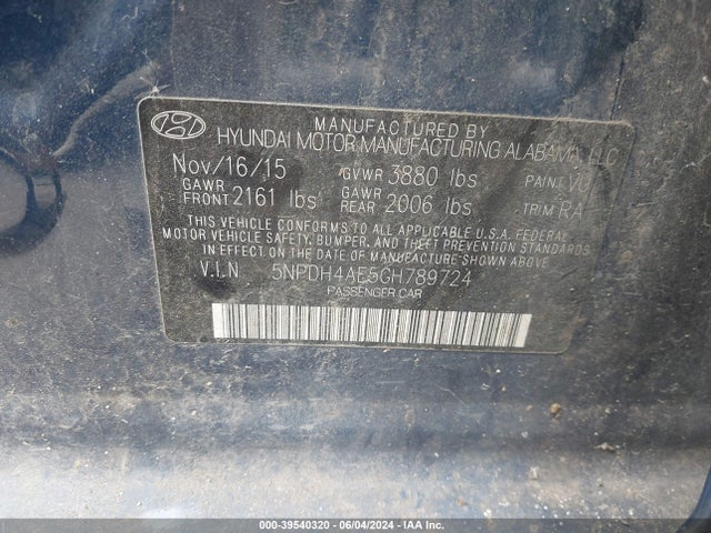 Hyundai ELANTRA SE 2016 5NPDH4AE5GH789724 Image 9