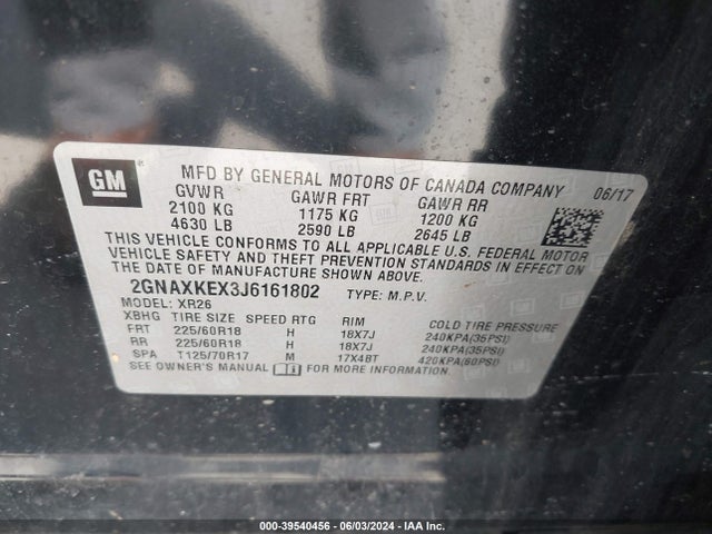 Chevrolet EQUINOX LT 2018 2GNAXKEX3J6161802 Image 9