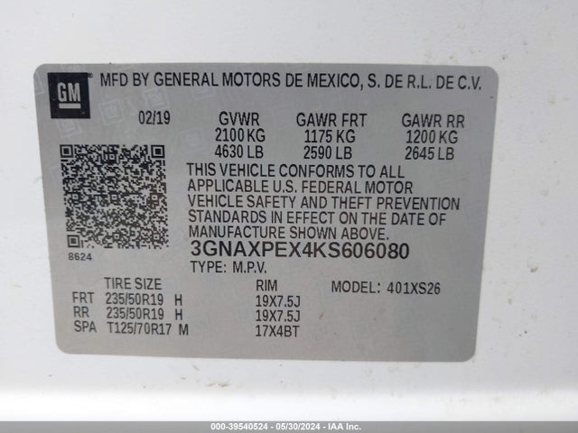 Chevrolet Equinox Premier 2019 3GNAXPEX4KS606080 Image 9
