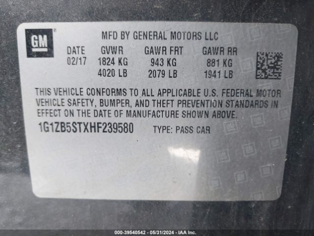 1G1ZB5STXHF239580 Chevrolet MALIBU LS