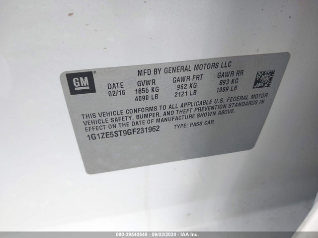 Chevrolet MALIBU 1LT 2016 1G1ZE5ST9GF231962 Image 9