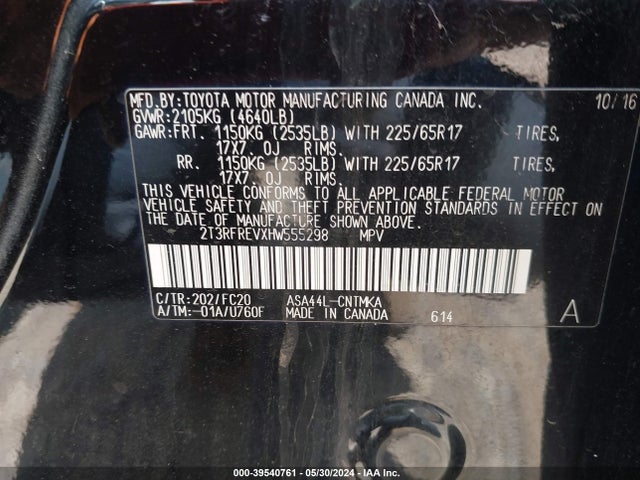 Toyota Rav4 Xle 2017 2T3RFREVXHW555298 Image 9
