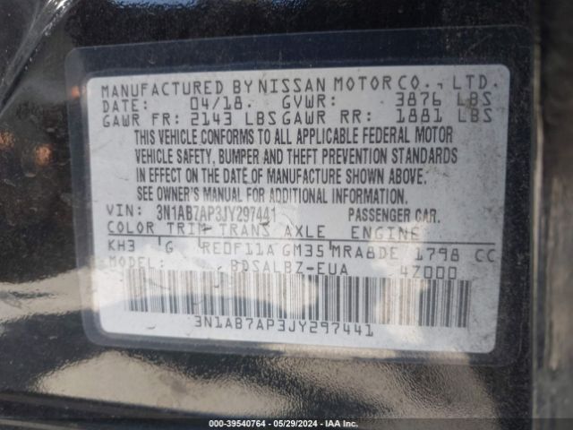 3N1AB7AP3JY297441 Nissan SENTRA S