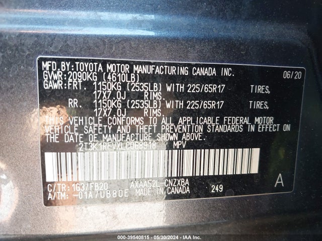 Toyota RAV4 LE 2020 2T3K1RFVXLC068918 Image 9