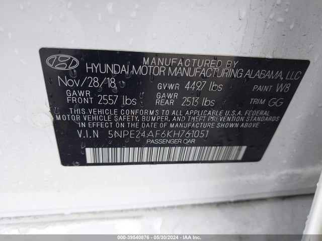 Hyundai SONATA SE 2019 5NPE24AF6KH761051 Image 9