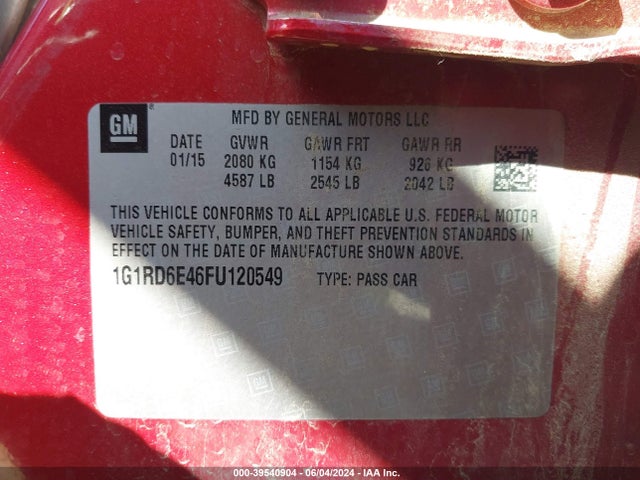 Chevrolet Volt 2015 1G1RD6E46FU120549 Image 9