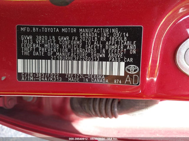 Toyota Corolla S Plus 2015 2T1BURHE3FC260313 Image 9