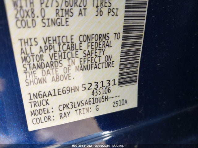 Nissan Titan Sl 2017 1N6AA1E69HN523131 Image 9