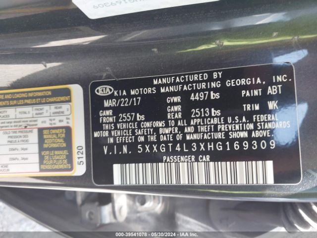 5XXGT4L3XHG169309 KIA Optima Lx