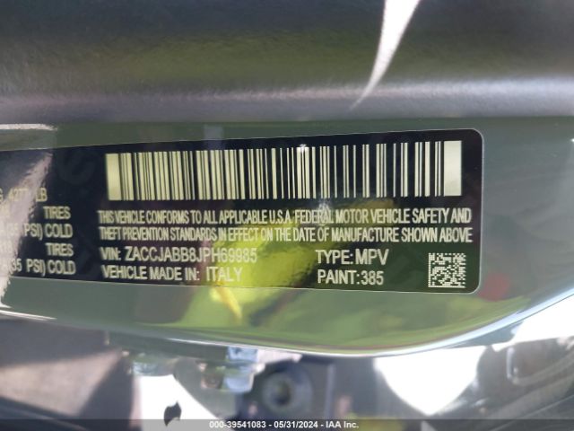 ZACCJABB8JPH69985 Jeep Renegade Altitude Fwd
