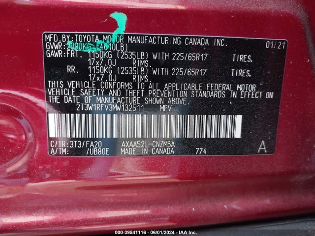 Toyota Rav4 Xle 2021 2T3W1RFV3MW132511 Image 9