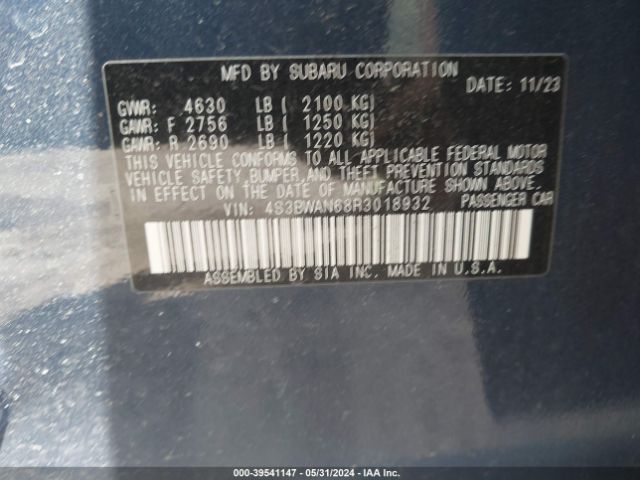 4S3BWAN68R3018932 Subaru Legacy Limited