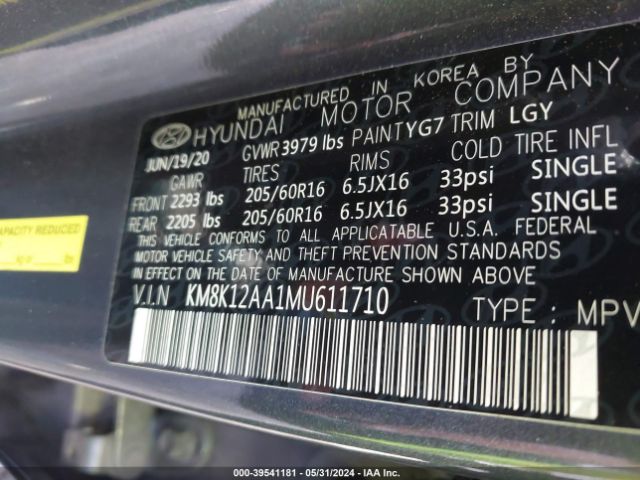 KM8K12AA1MU611710 Hyundai Kona Se