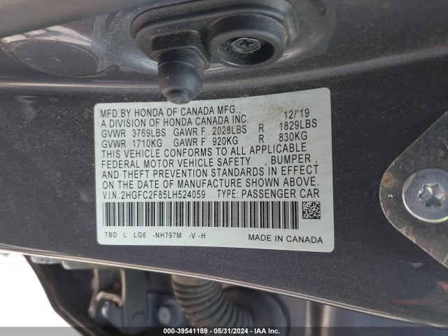 Honda Civic Sport 2020 2HGFC2F85LH524059 Image 9