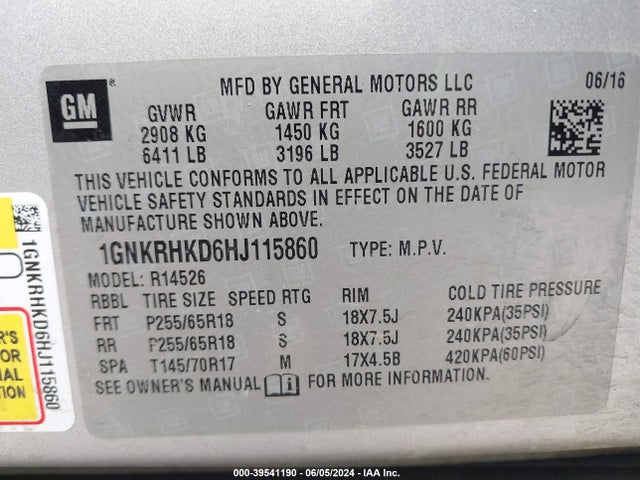 Chevrolet Traverse 2lt 2017 1GNKRHKD6HJ115860 Image 9