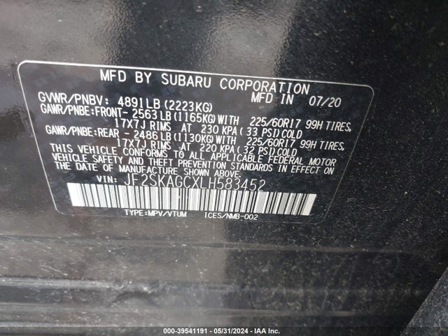 Subaru Forester Premium 2020 JF2SKAGCXLH583452 Image 9