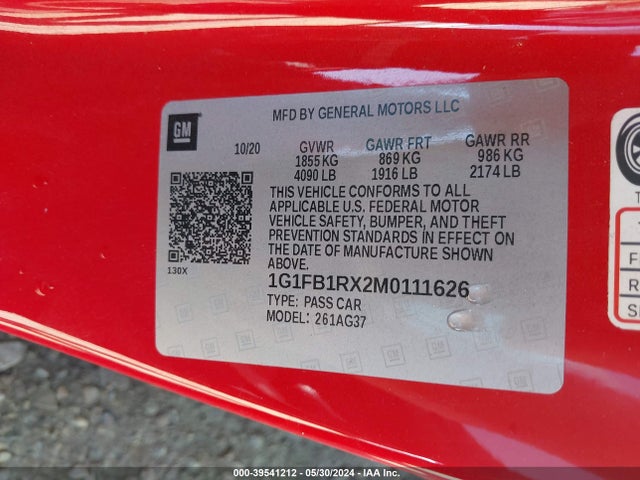 Chevrolet Camaro Rwd  1ls 2021 1G1FB1RX2M0111626 Image 9