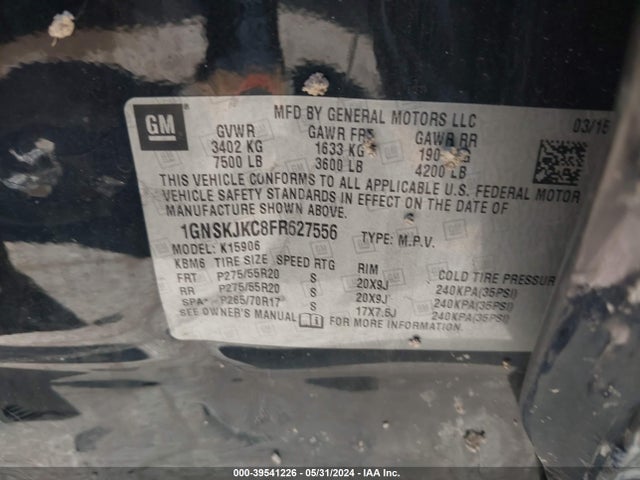 Chevrolet Suburban 1500 Lt 2015 1GNSKJKC8FR627556 Image 9