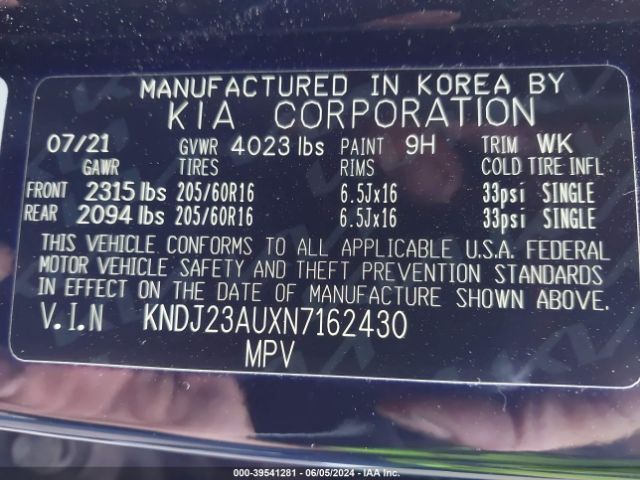 KNDJ23AUXN7162430 KIA SOUL LX