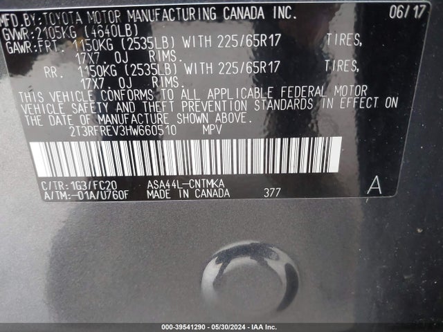 Toyota Rav4 Xle 2017 2T3RFREV3HW660510 Image 9