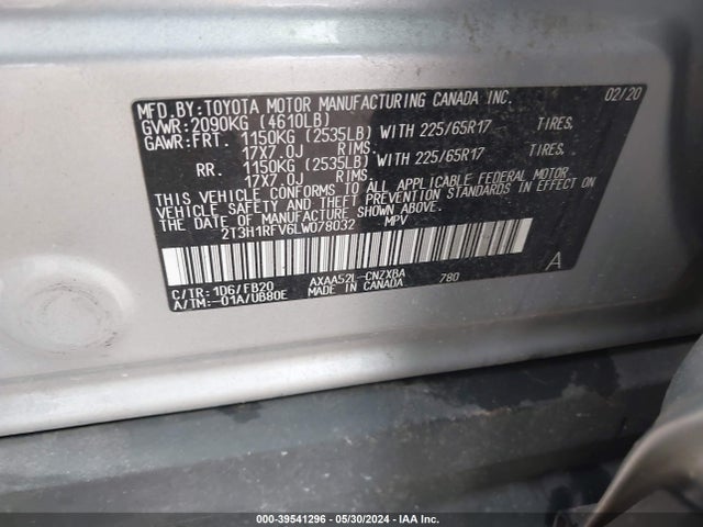 Toyota RAV4 LE 2020 2T3H1RFV6LW078032 Image 9